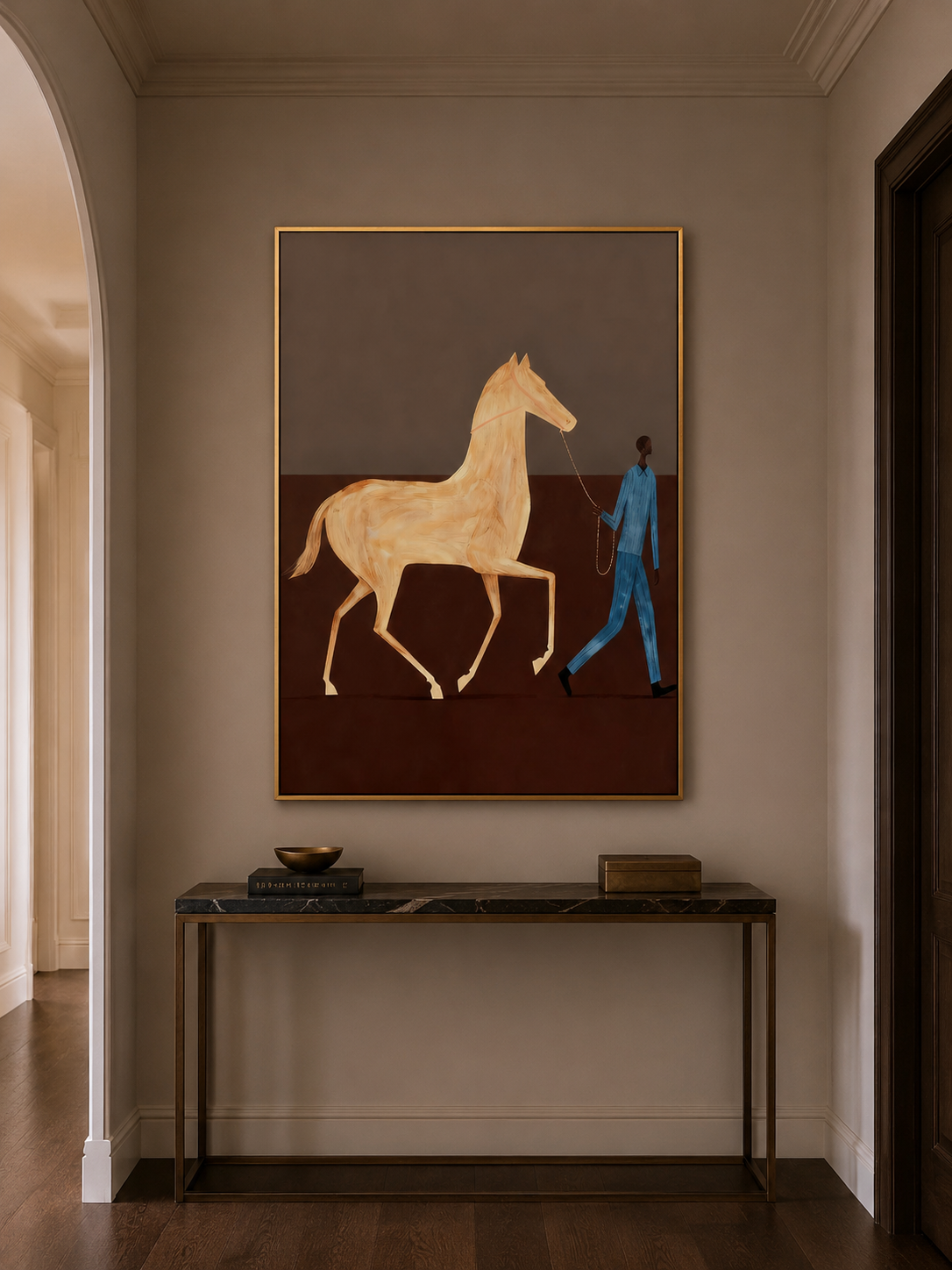 Original Figurative Animal Oil Painting Of Horse And Handler On Canvas