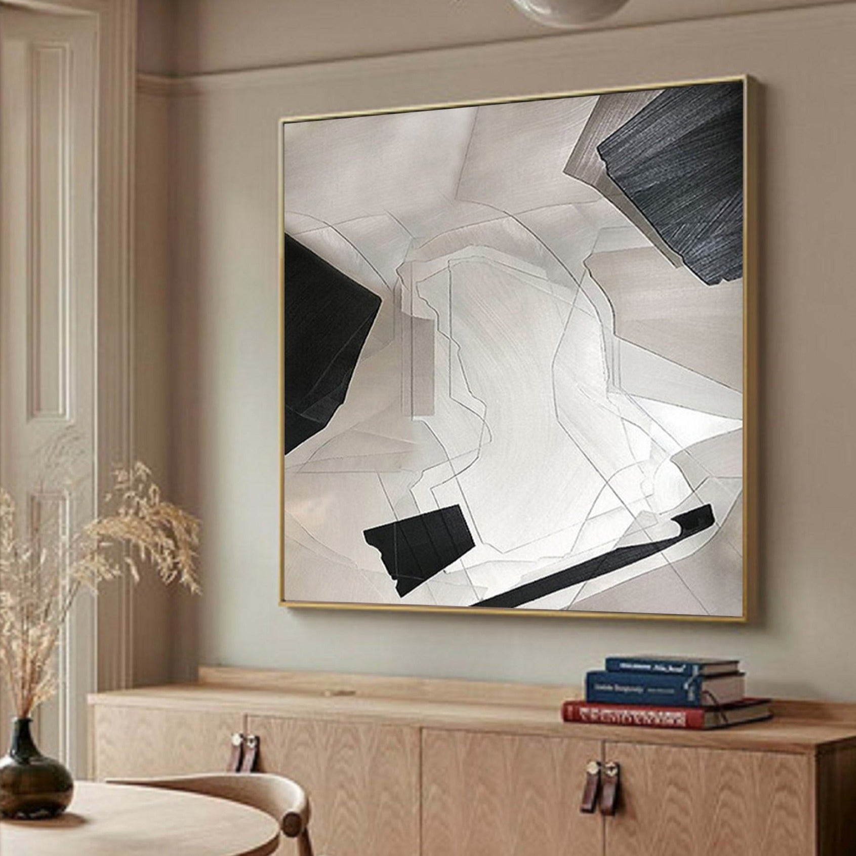 Beige Minimalist Wall Art Beige Wabi Sabi Wall Art Black Beige Grey Minimalist Painting