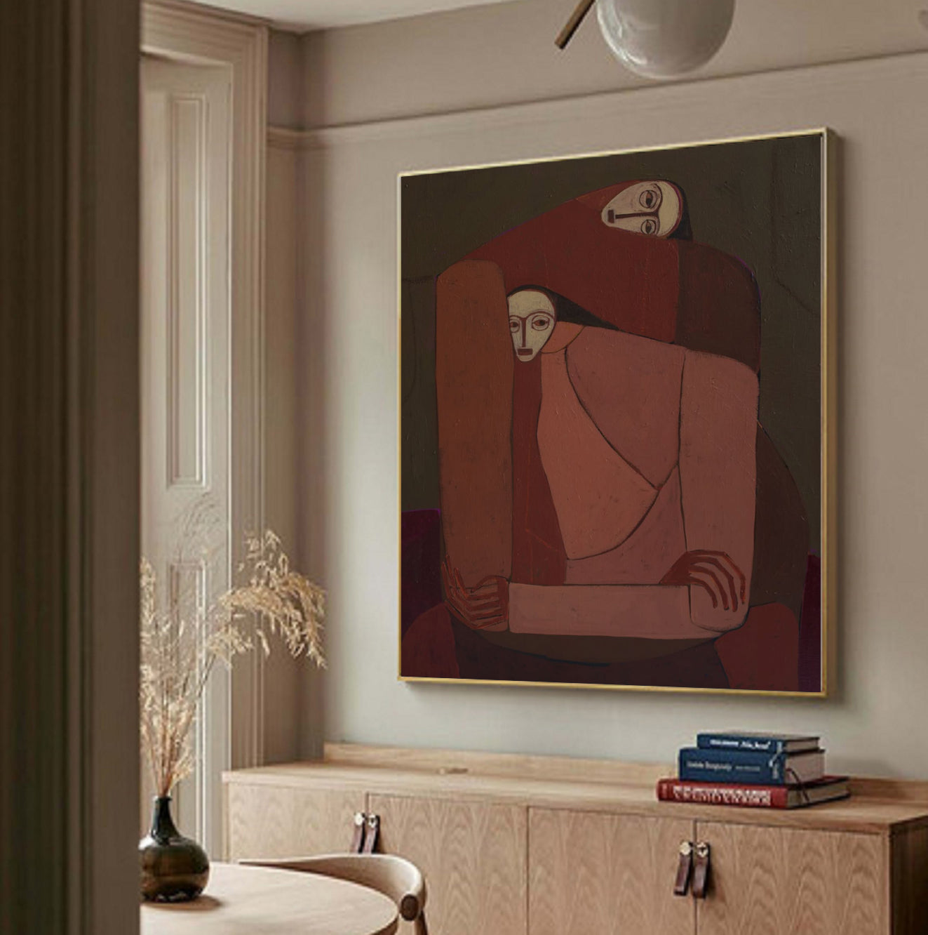 Modern Surrealist Portrait art Earthy Double Portraits painting