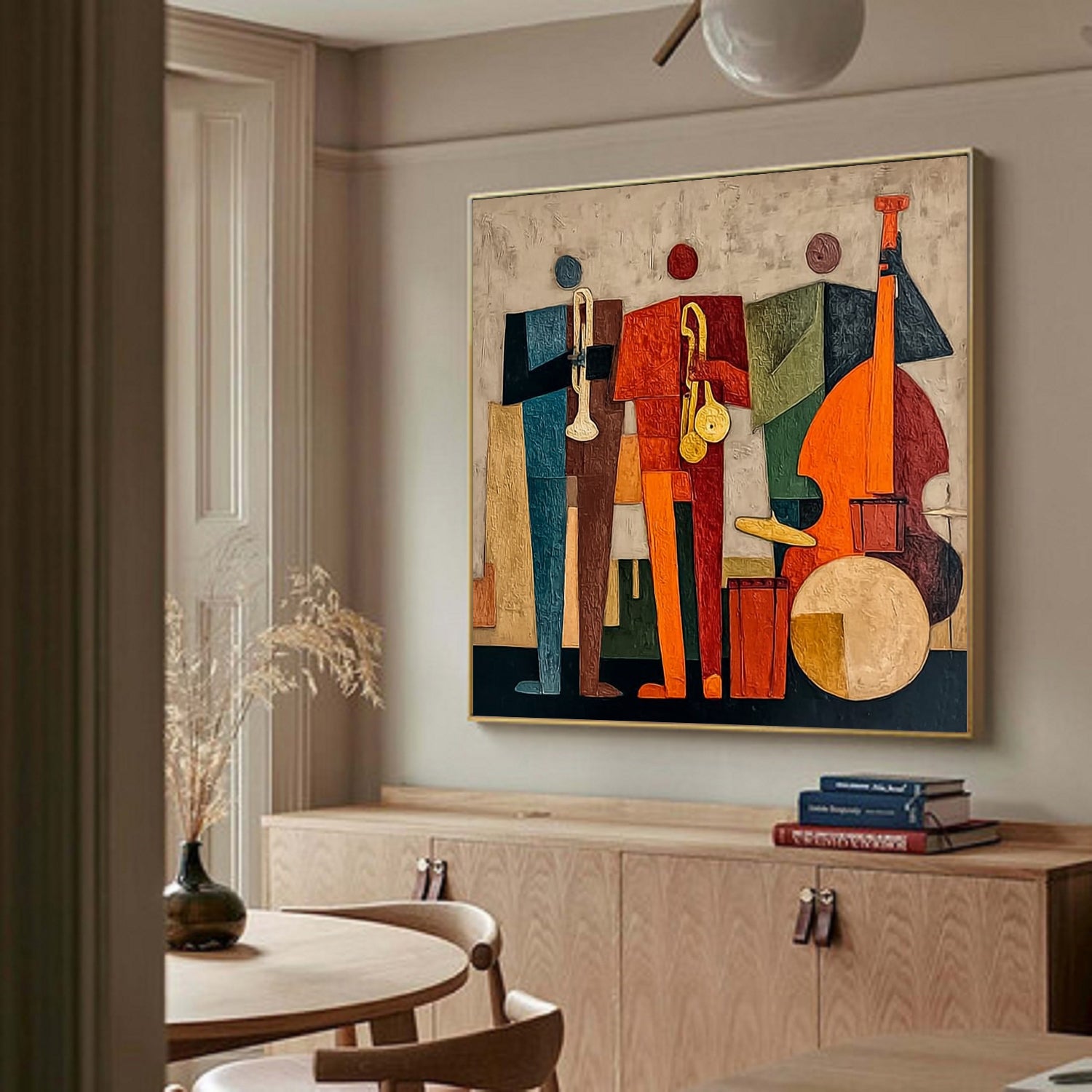 Modern Abstract Jazz Band Wall Painting - Textured Musicians Canvas Wall Art