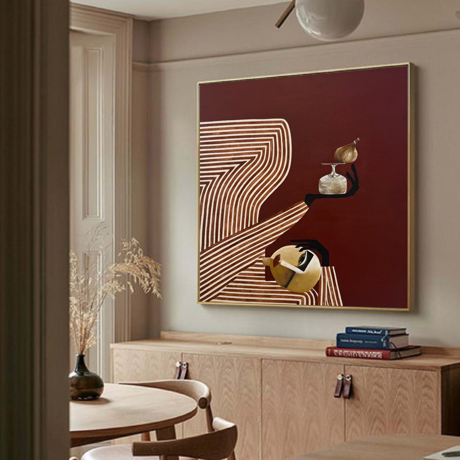 Modern Abstract Figure Wall Art Mid-century Modern Minimalist Figure Painting