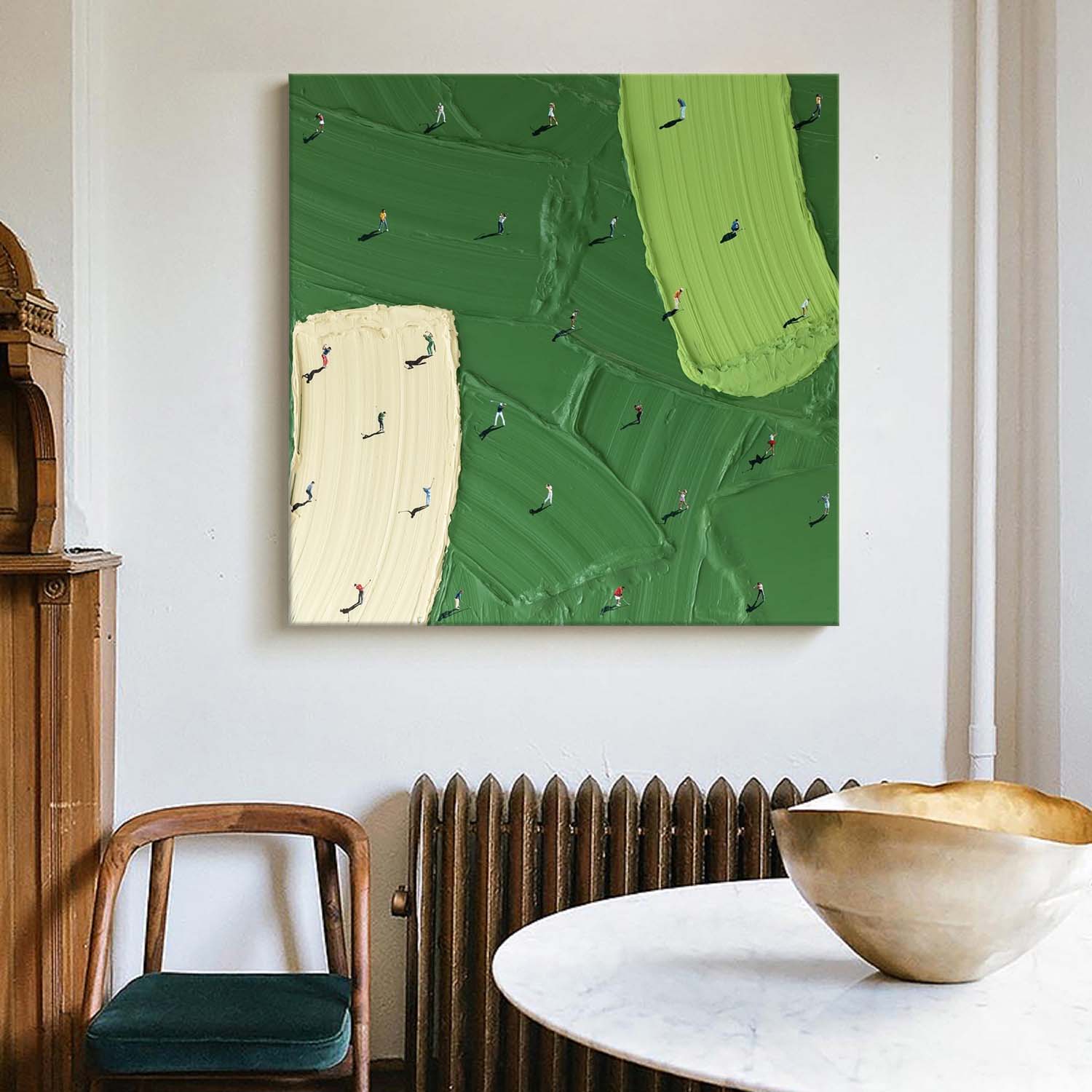 Golf Course Painting Green Textured Wall Art Large Green Abstract Painting Golf Lovers Gifts Handmade Painting