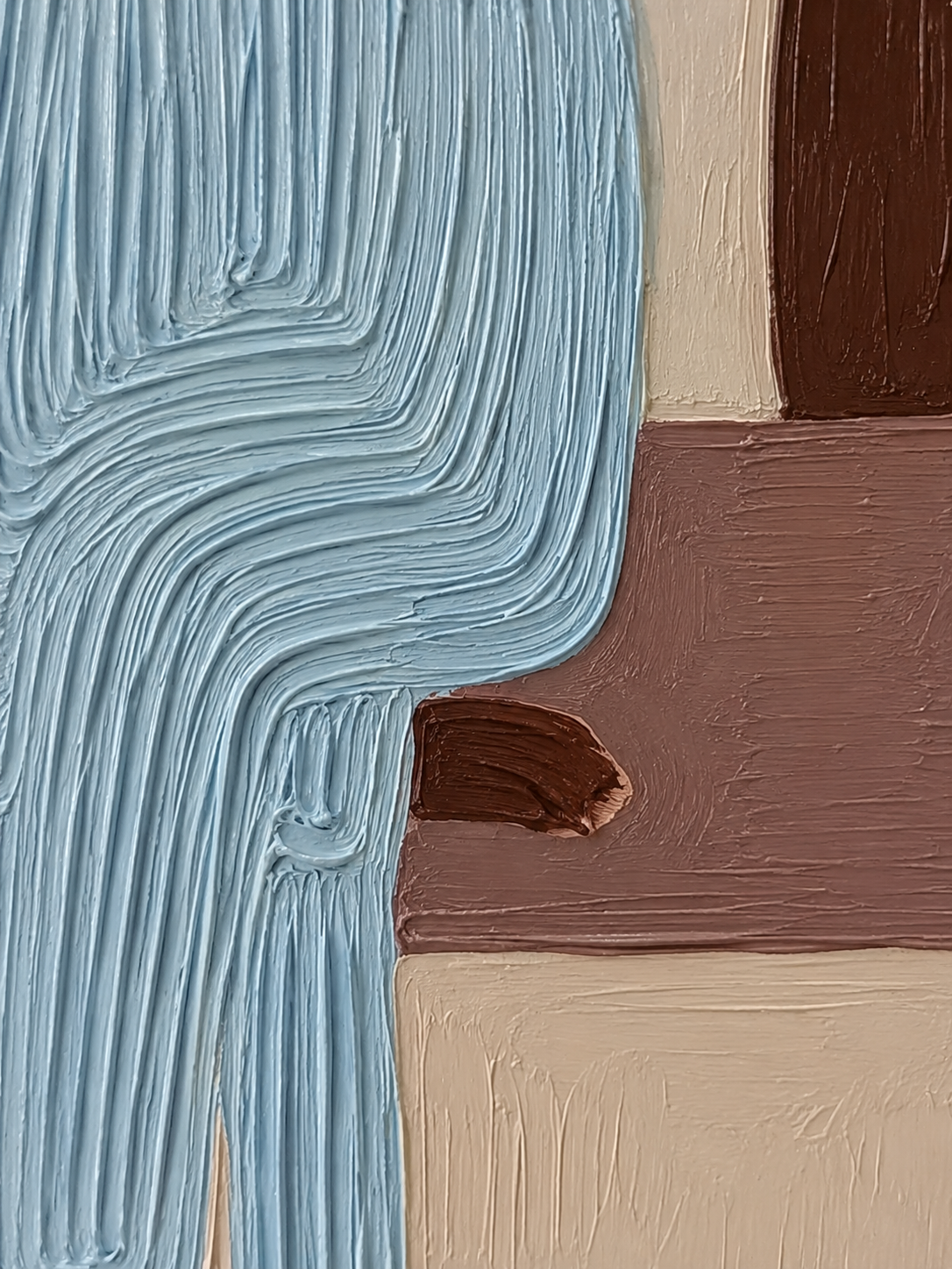 Abstract Mediterranean Figure Painting With Palm Tree Textured Oil Art For Coastal Home