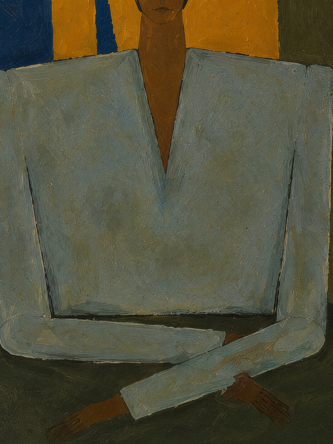 Abstract Figurative Painting With Earthy Tones For Modern Wabi Sabi Interior Design