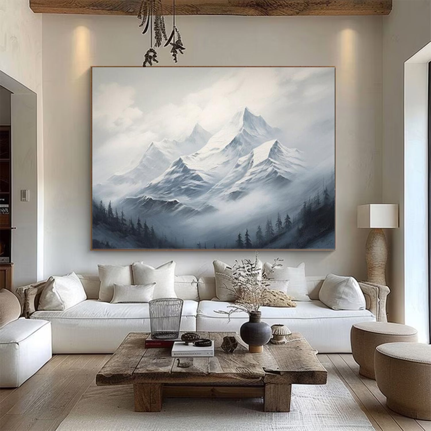 Large mount paintings mountain wall art Large blue abstract art blue mountain landscape art