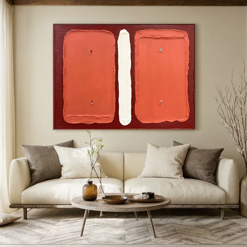 Tennis Art Red Tennis Court Art Red Tennis Ball 3D Texture Impasto Art