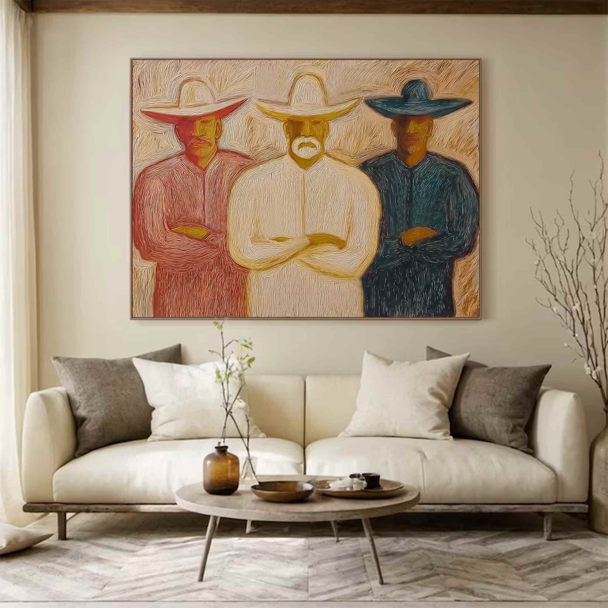 Abstract people painting, western cowboy people graffiti wall decor painting