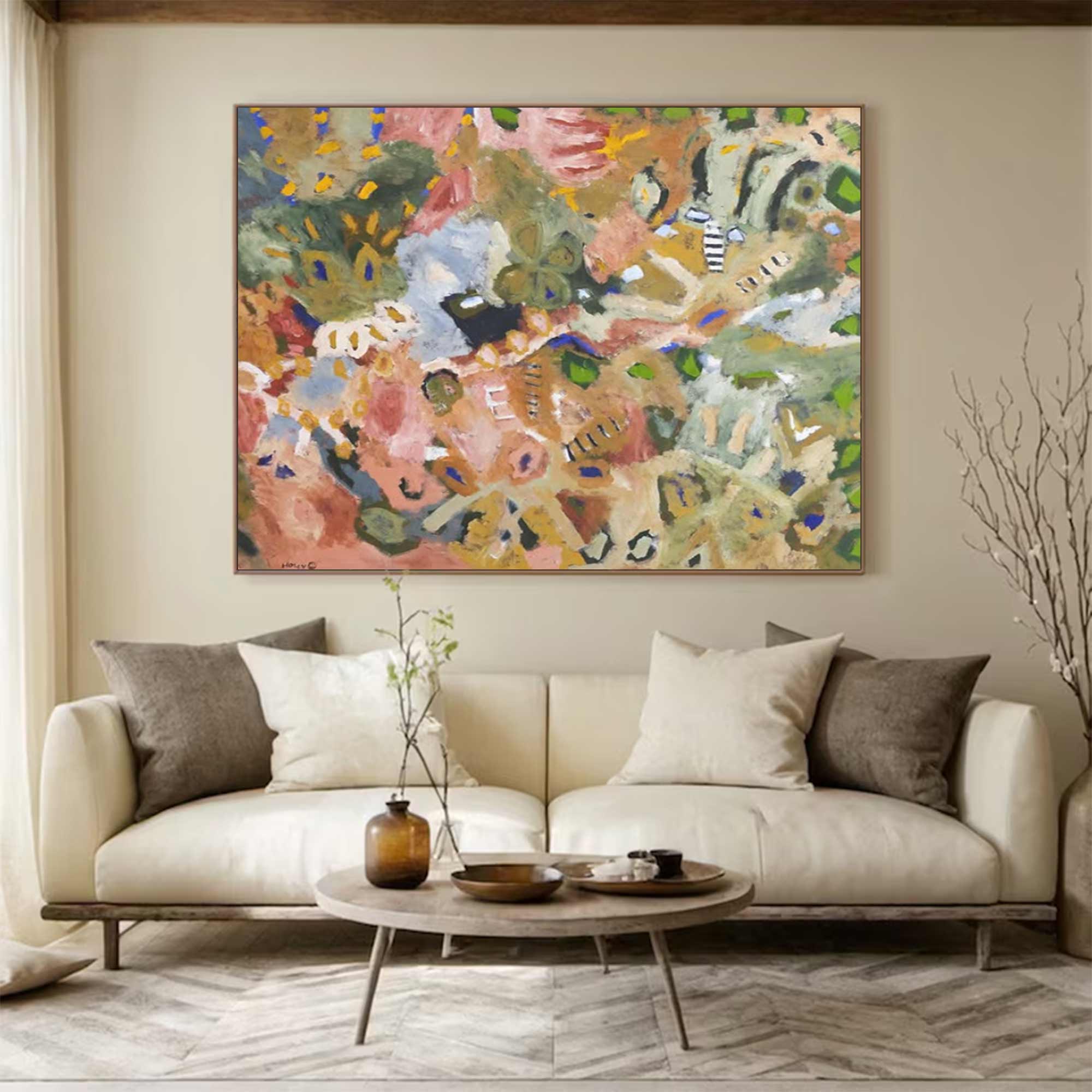 brown pop abstract art brown graffiti art Earth-toned floral painting