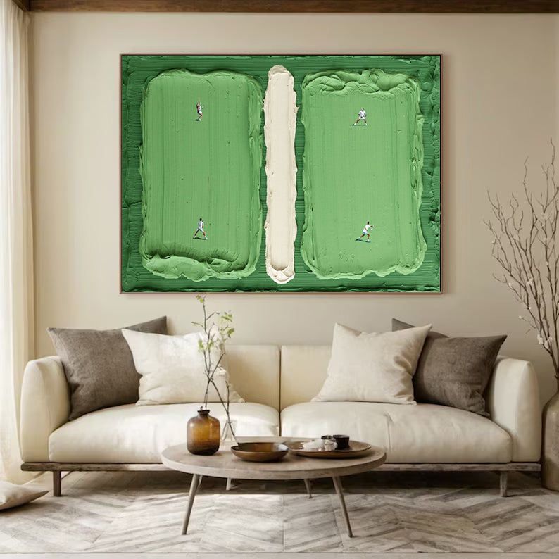 green Tennis Court Art green Tennis Ball 3D Texture Impasto Art
