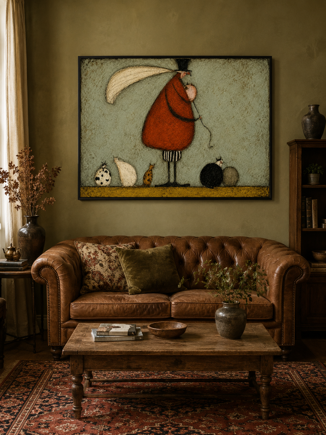 Retro Style Gentleman And Cat Art Unique Square Canvas For Modern Home Decor