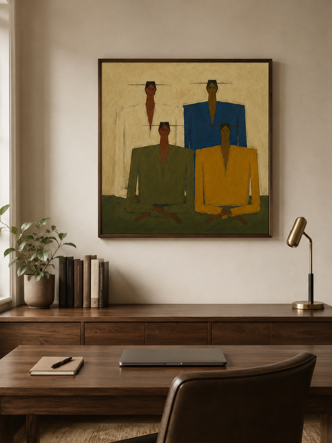 Abstract Figurative Painting With Earth Tones For Modern Living Room Wall Decor