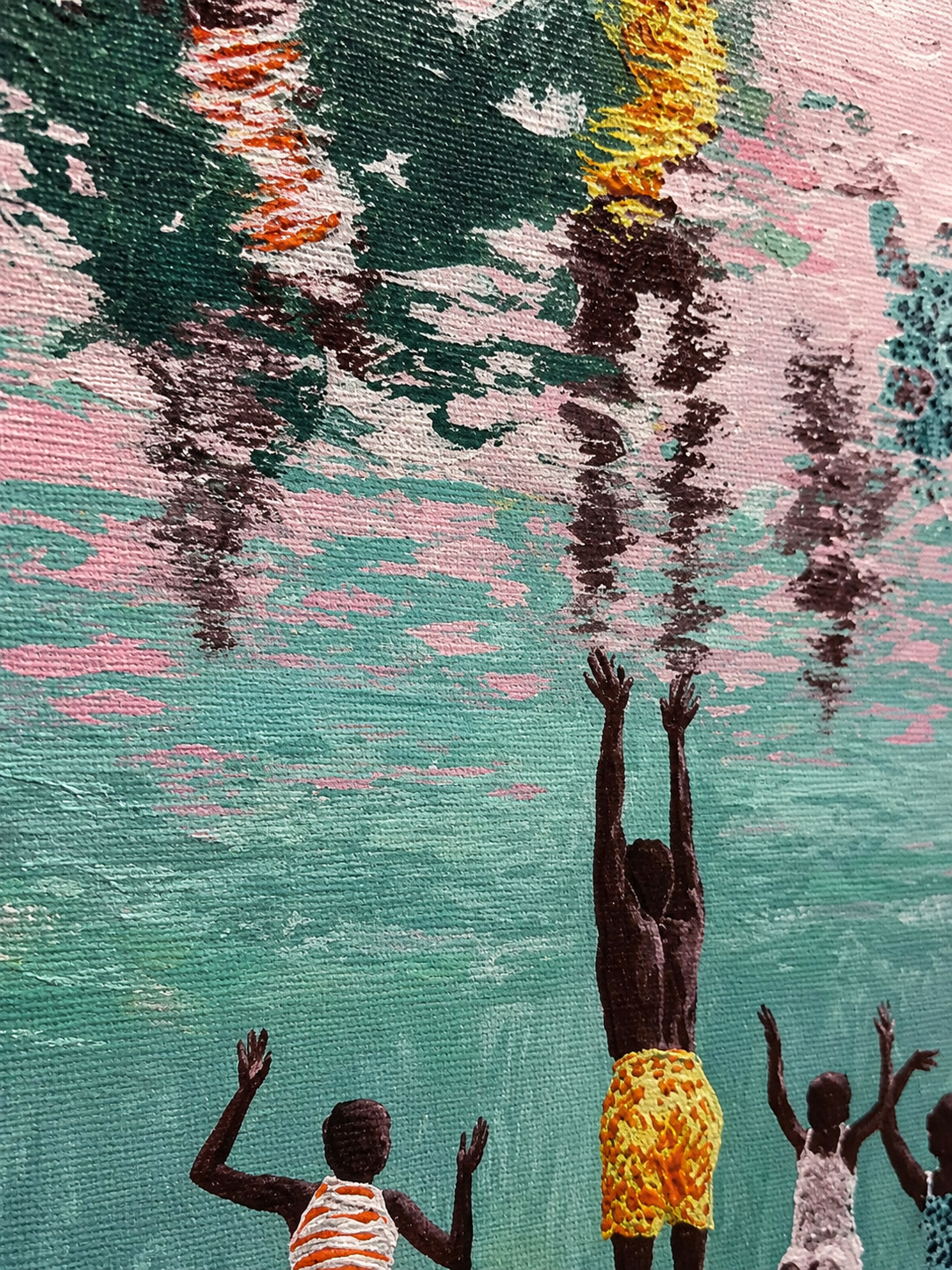 Summer Swimming Pool Art For Modern Green Living Room And Kids Decor