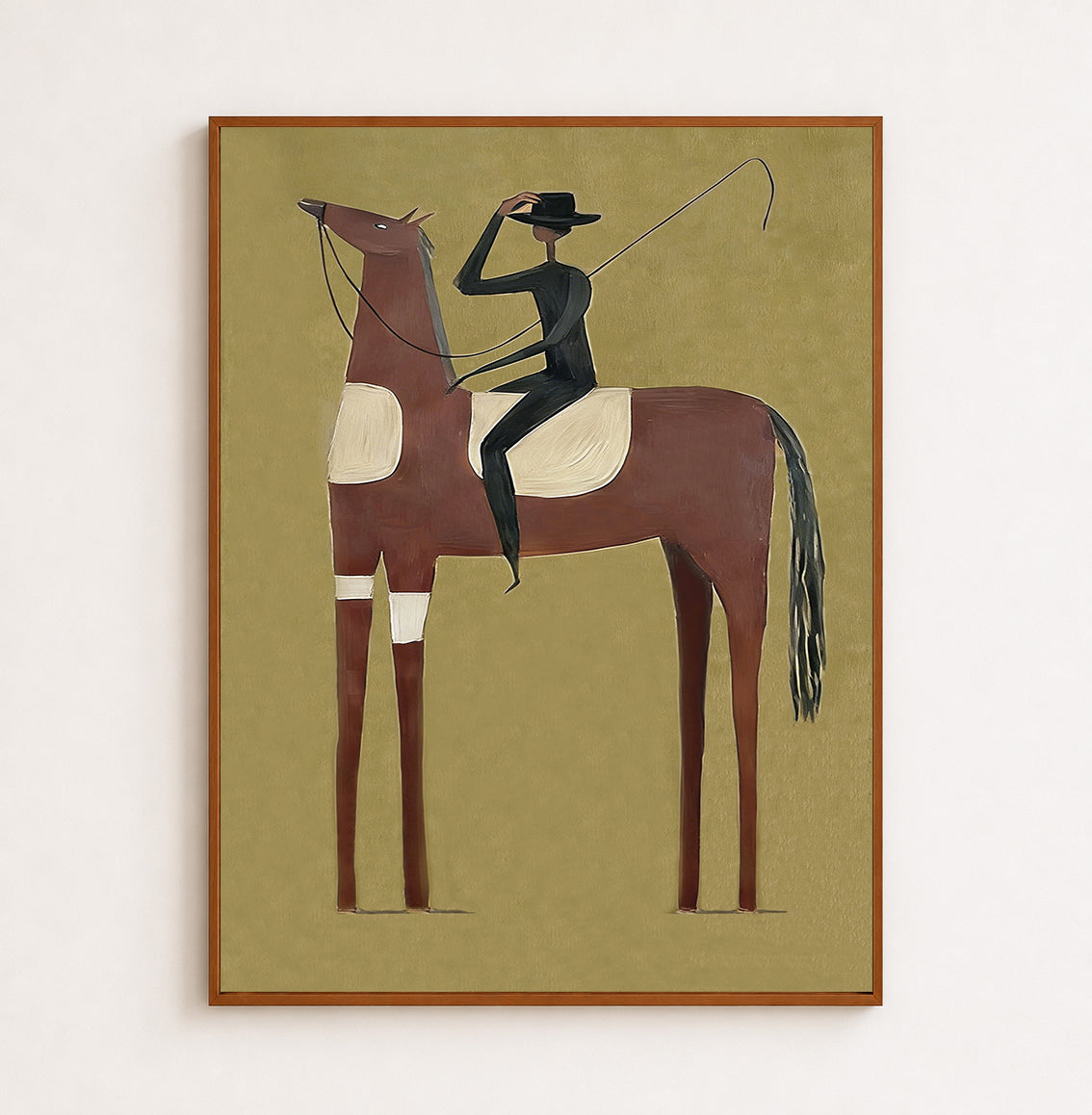 Mid Century Modern Horse Art With Abstract Rider For Living Room Decor