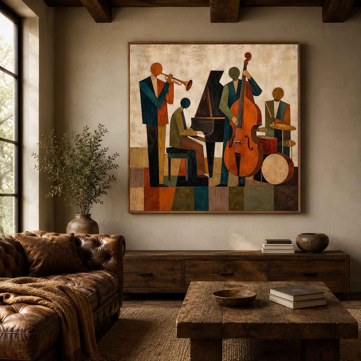 Abstract Jazz Band Painting Jazz Musicians Canvas Painting Retro Jazz Canvas art