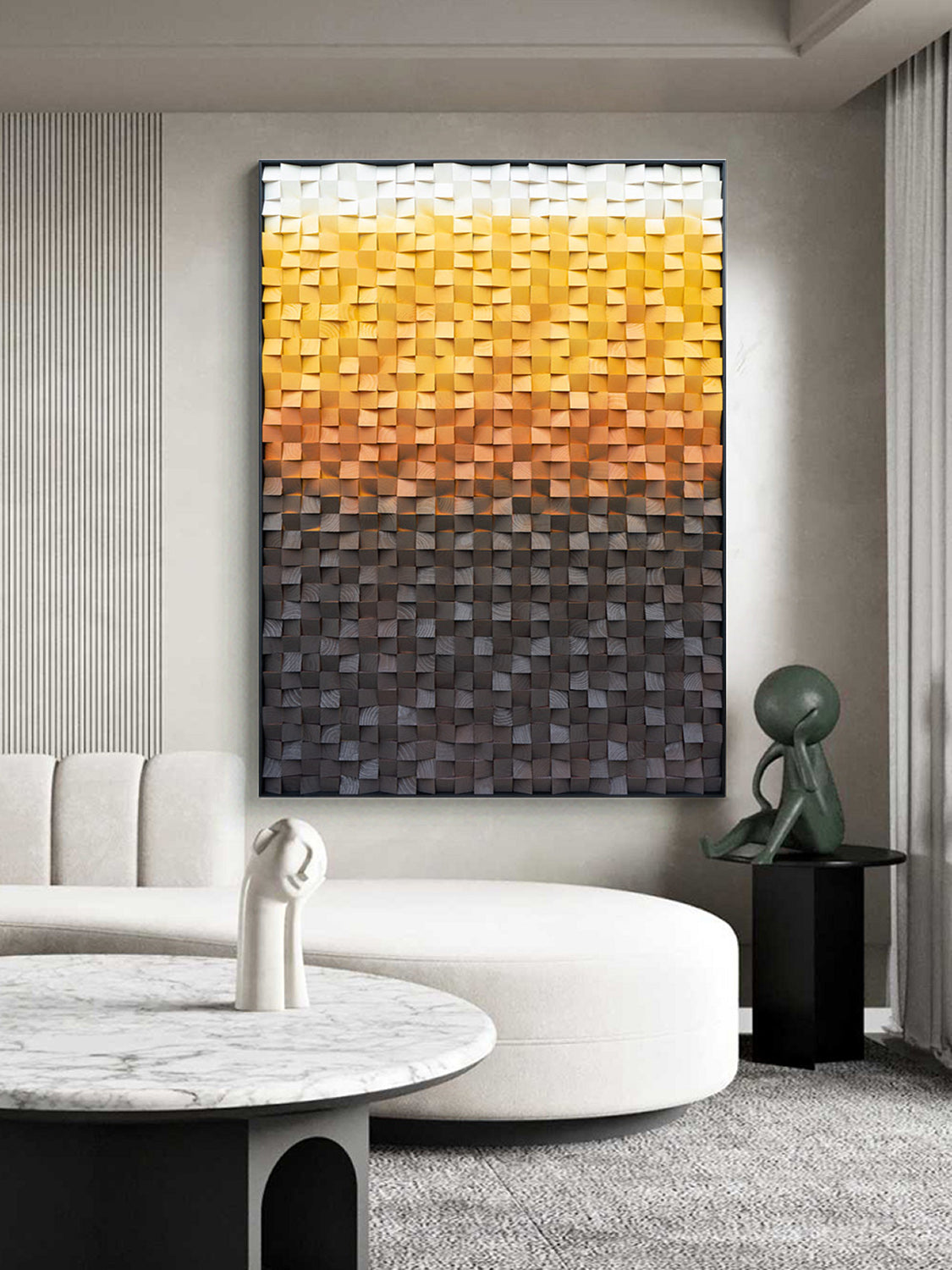 Gold Wood Collage Wall Art decor Gold Sculptured Textured Wall Art