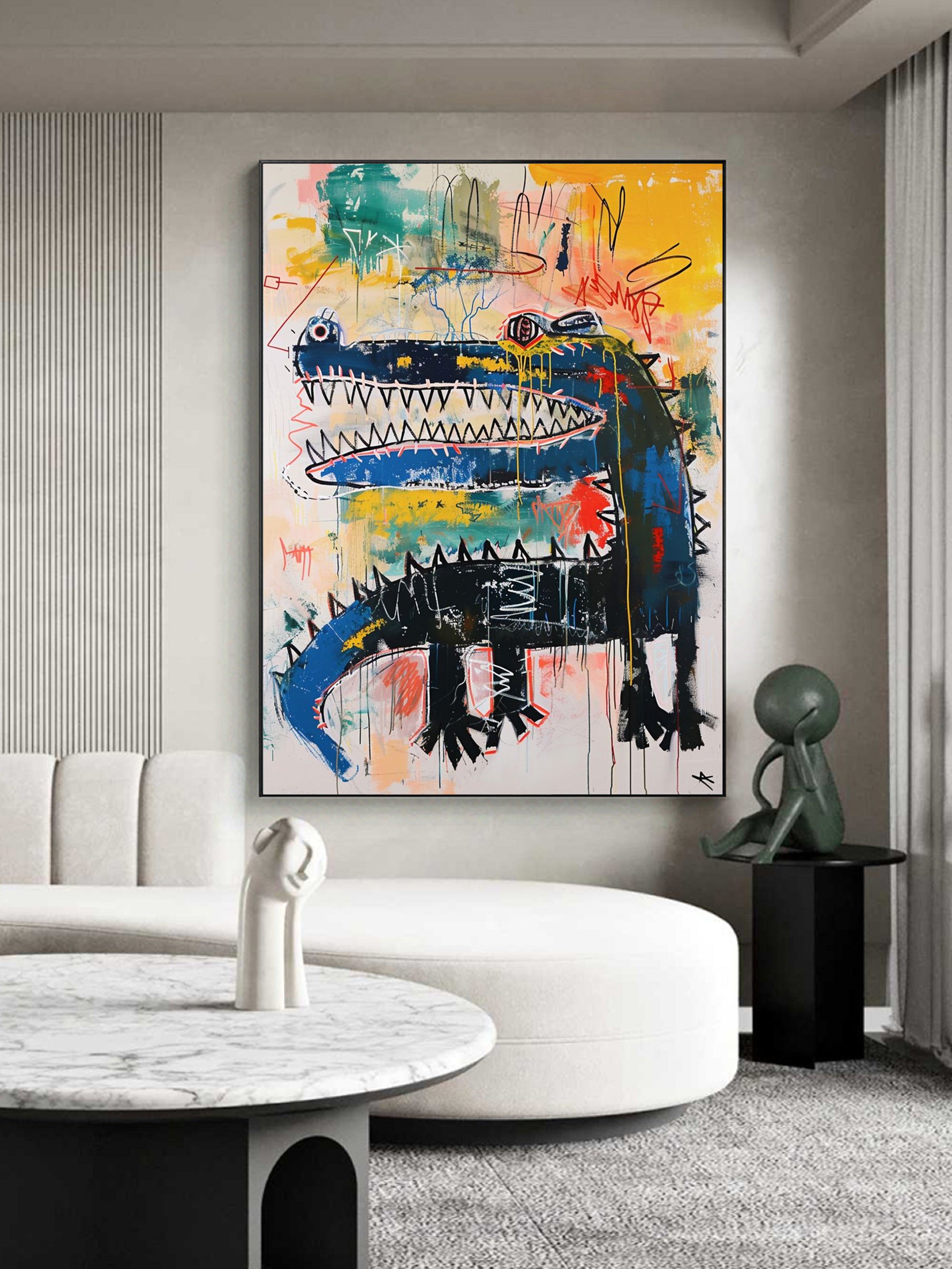 Pop art, crocodile graffiti art, Basquiat art,street graffiti art