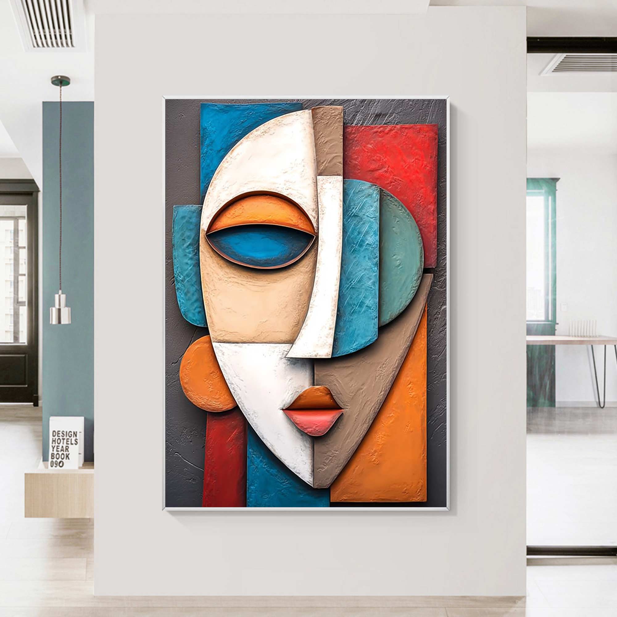 face Sculptured art Abstract Wood carving wall art Wooden wall decor Art