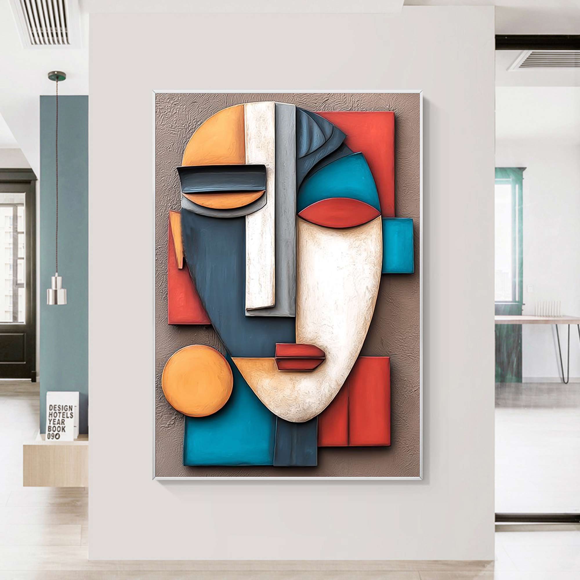 Wood carving wall art face 3D Textured Wall Decor face Sculptured art