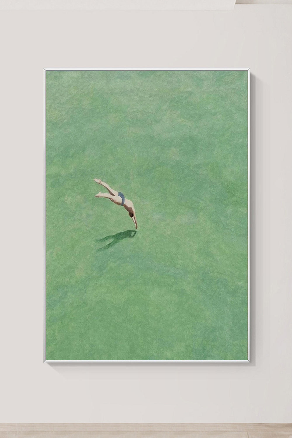 Diving Swimming Drawing A man Swimming Drawing Large green wall art swimming painting holiday style wall art