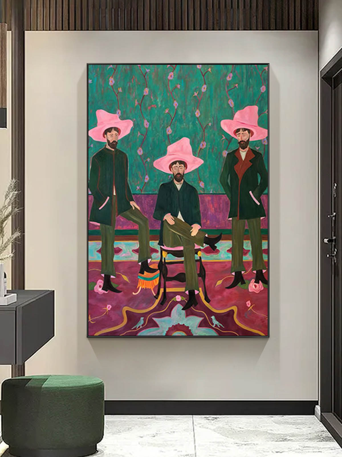 pink hat man figure abstract painting pink hat man figure art Figure abstract painting pink hat figure painting
