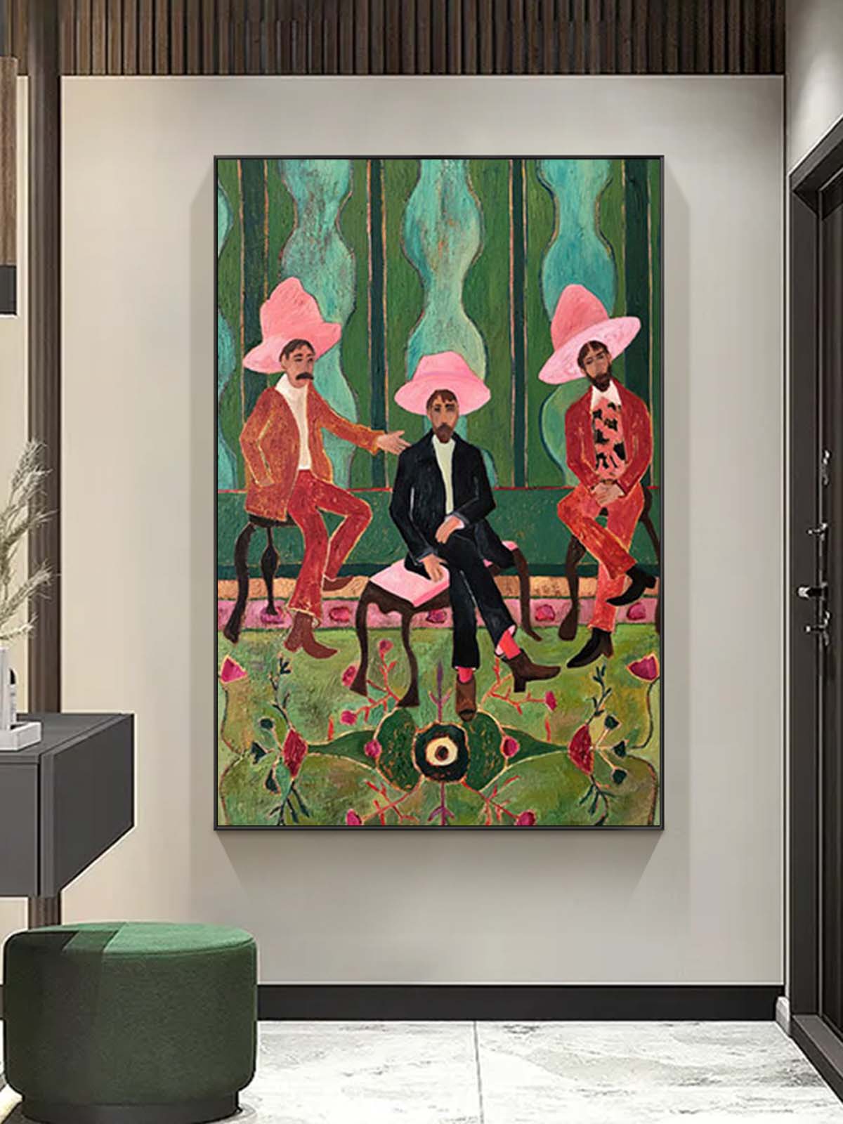 man with pink hat abstract painting man with pink hat abstract art man abstract painting pink hat image painting