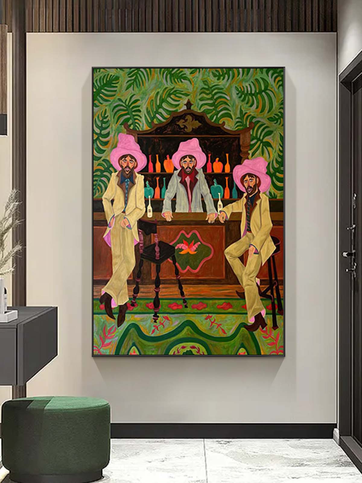 pink hat man figure abstract painting pink hat man figure art Figure abstract painting pink hat figure painting