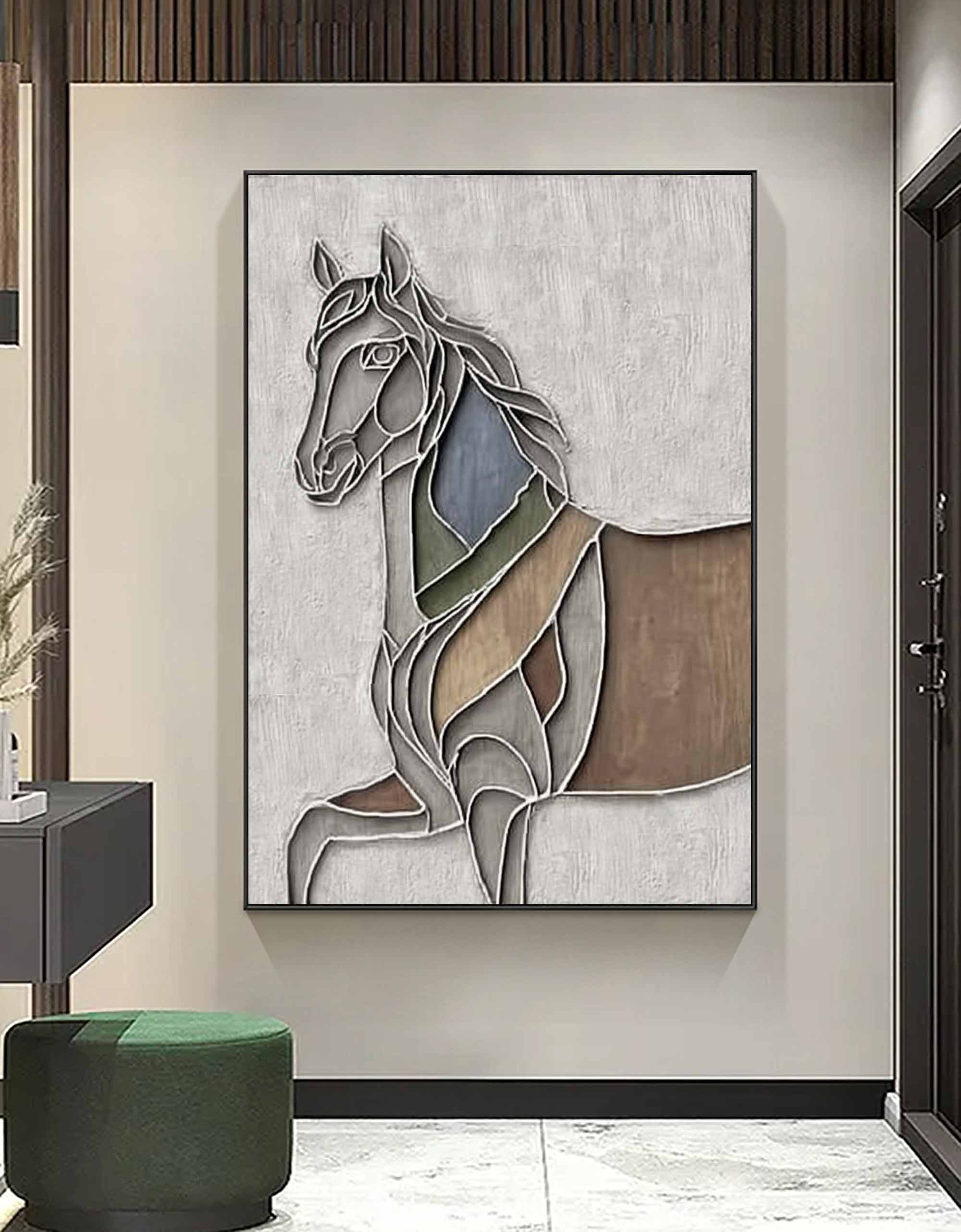 Horse Abstract wood Sculpture art Horse Textured Sculpture wall decor