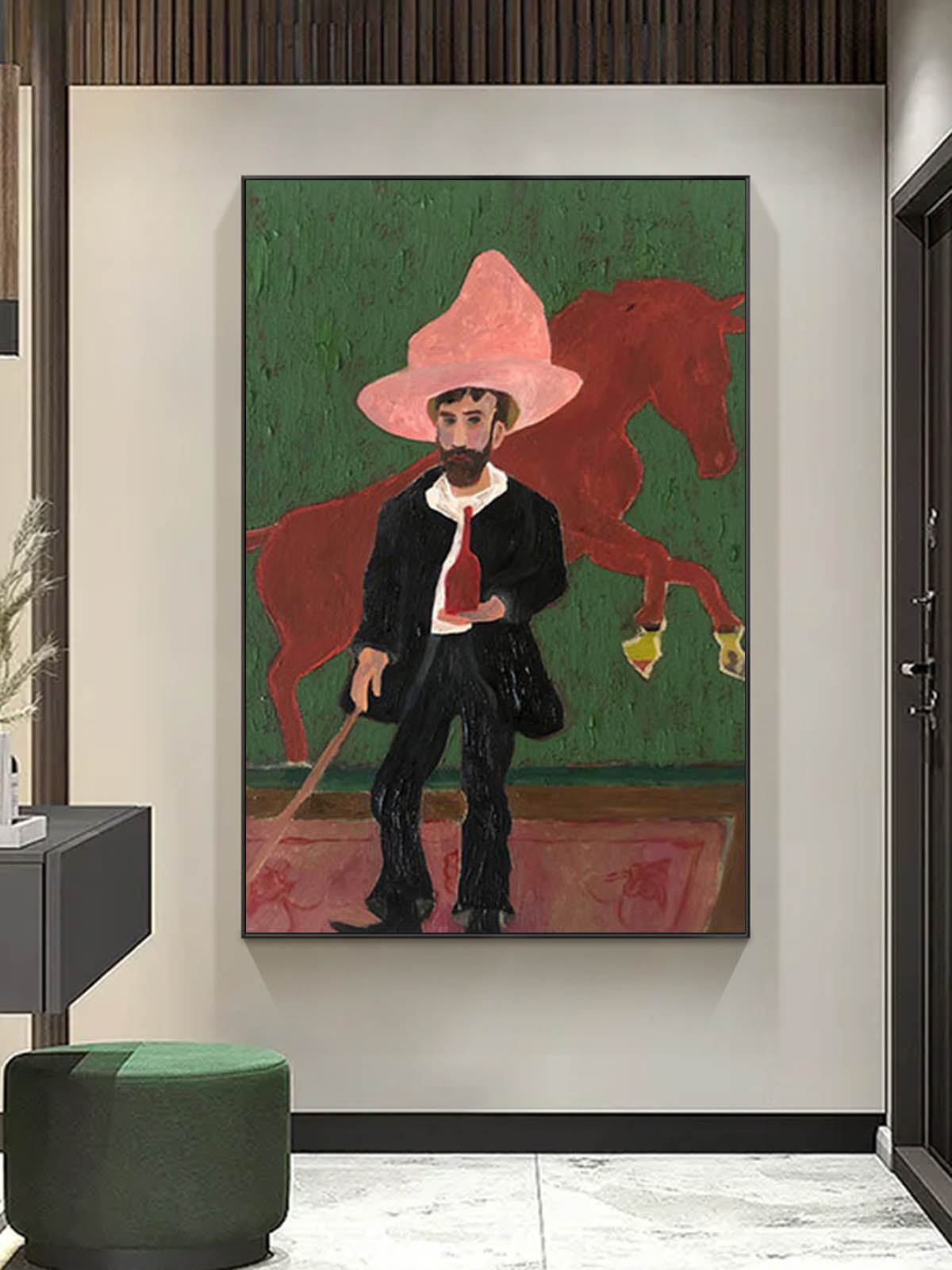 Red hat figure painting Figure abstract painting, figure face art, red figure abstract painting, modern figure abstract painting