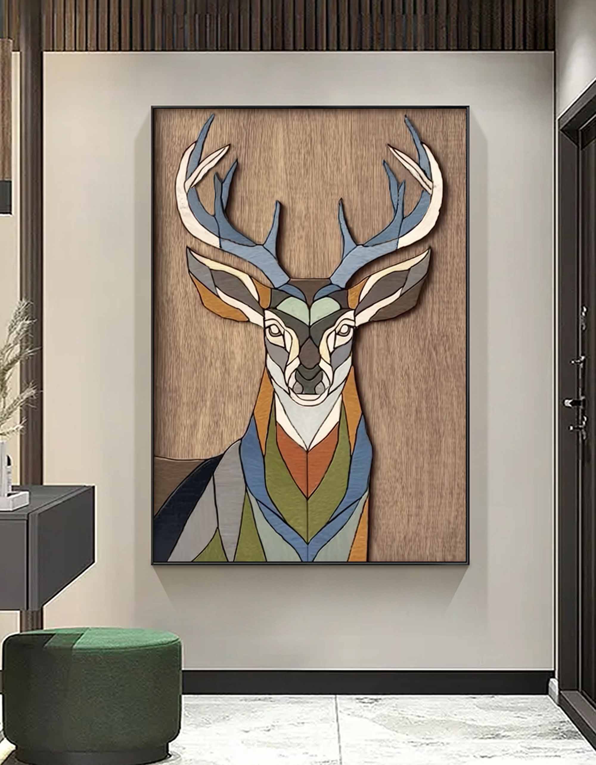 Modern polygonal deer wall hanging Housewarming gift deer wall art