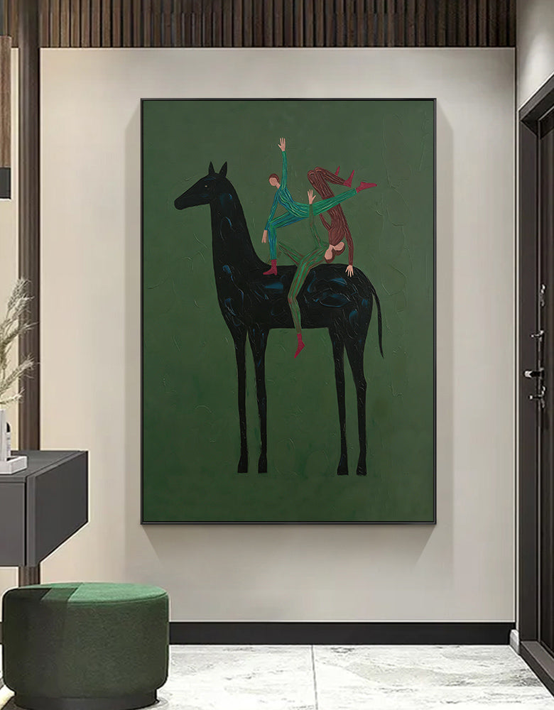 Abstract Horse Painting - Equestrian Wall Art Minimalist Horse Decor