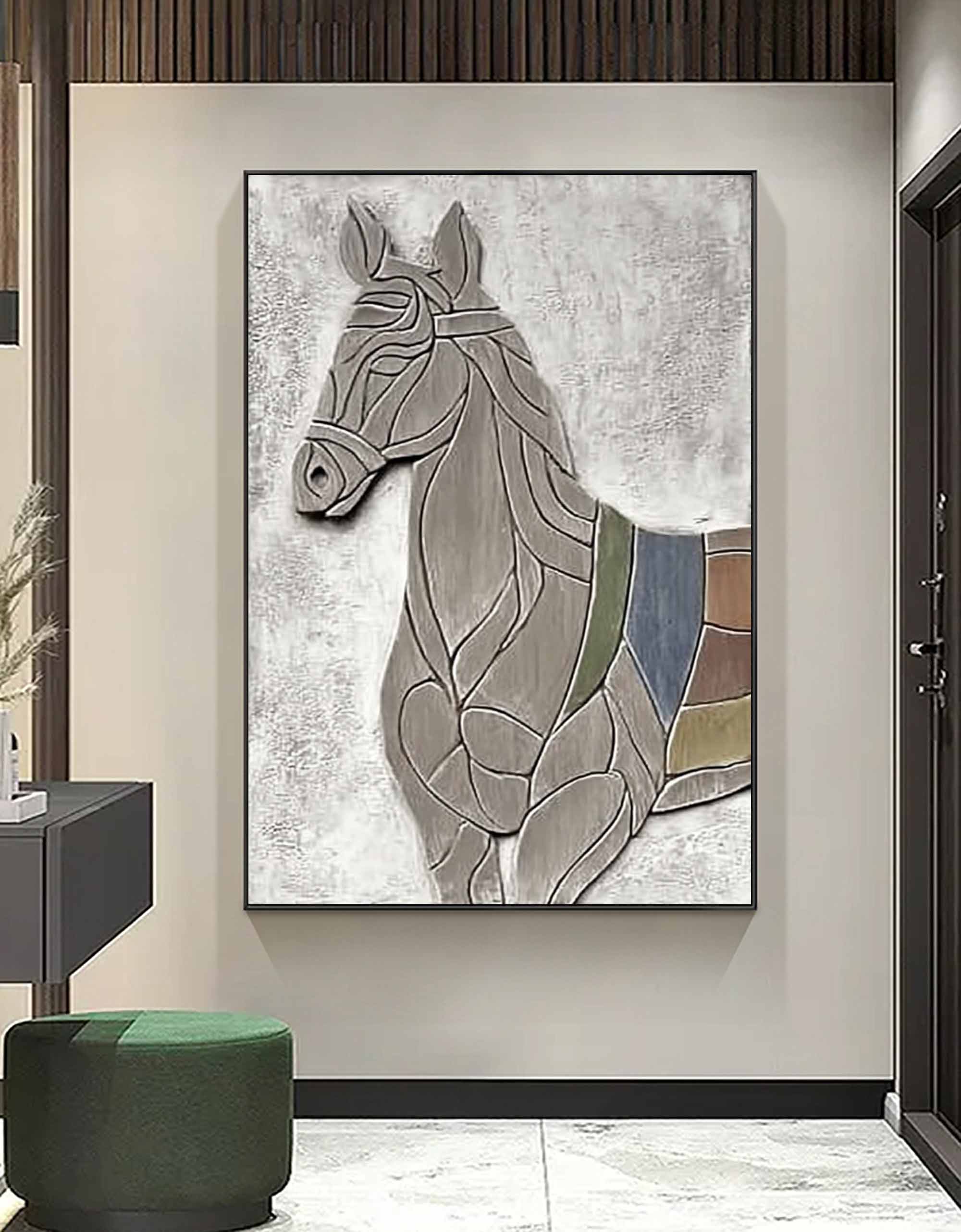 Horse Abstract wood Sculpture art Horse Textured Sculpture wall decor