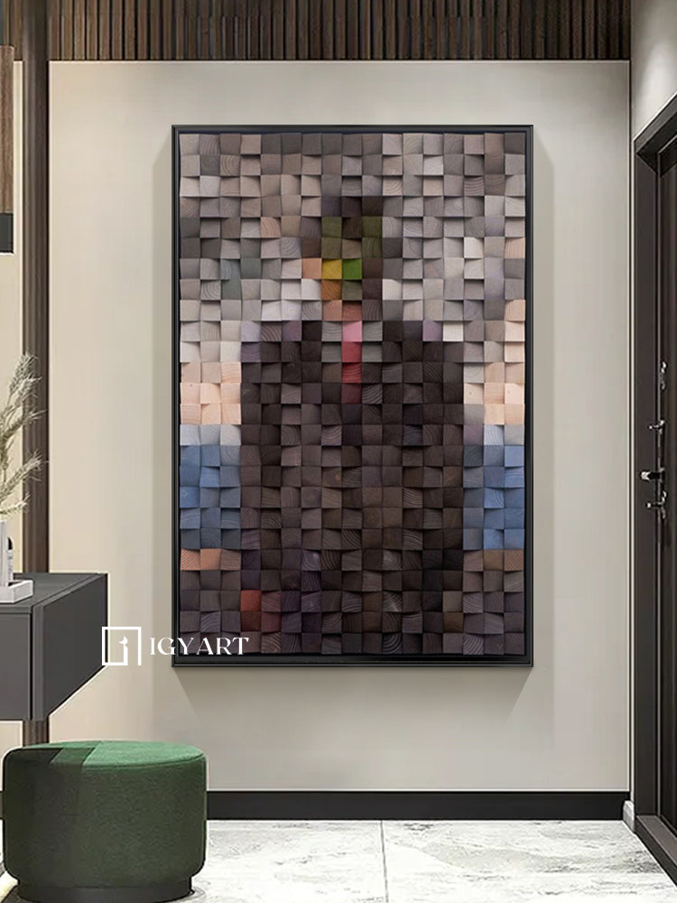Geometric Wood Art Sculptured art Painting sculpture Textured Wall Decor Wood Block Art Geometric Wood Wall Art