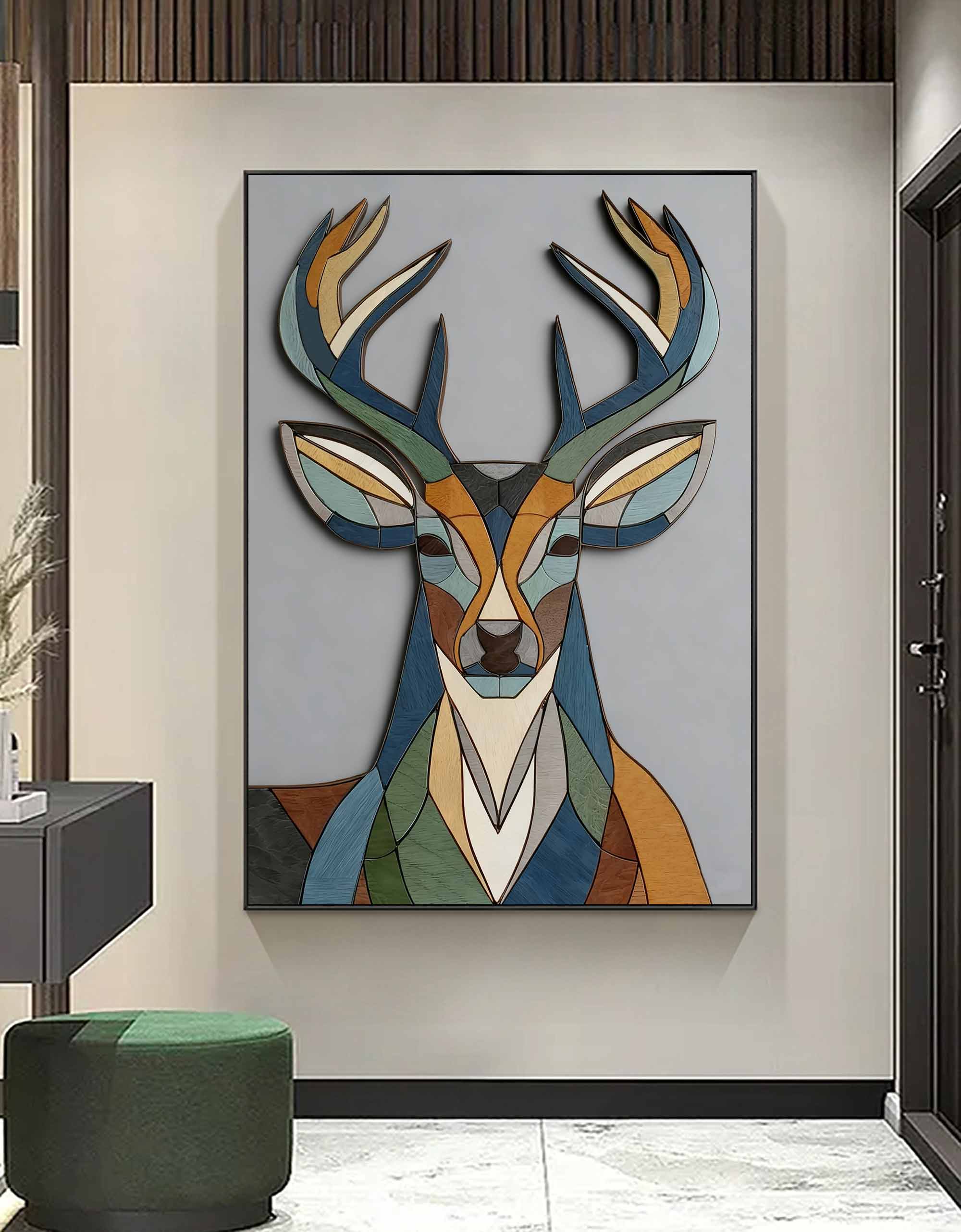 Modern polygonal deer wall hanging Housewarming gift deer wall art