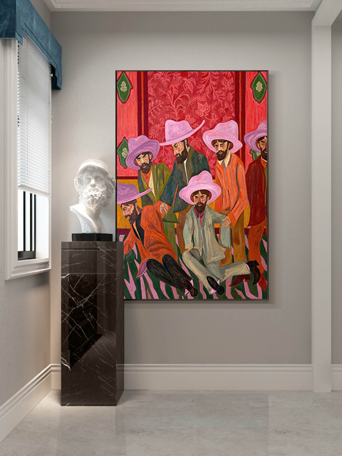 Figure abstract painting Red hat figure painting red hat figure abstract painting figure face art