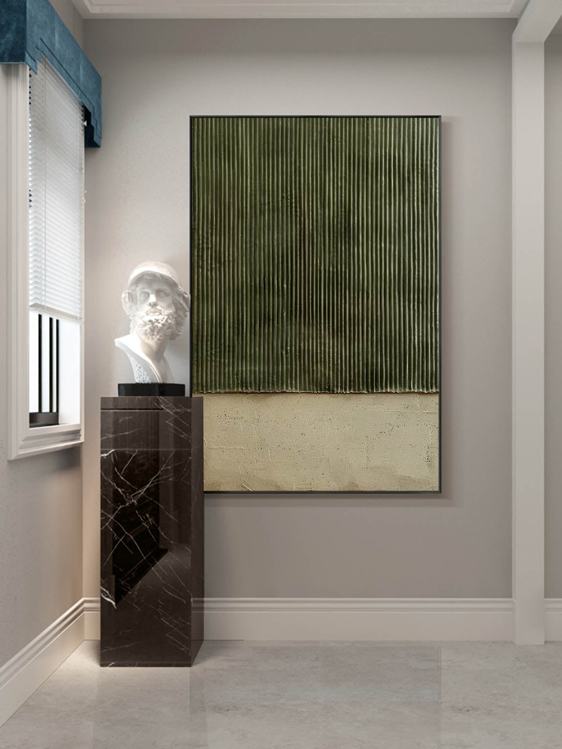 Green minimalism painting Large green abstract painting Sage green painting green painting