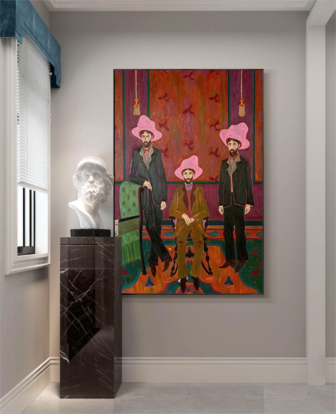 red hat figure abstract painting Figure abstract painting three Red hat figure painting figure face art