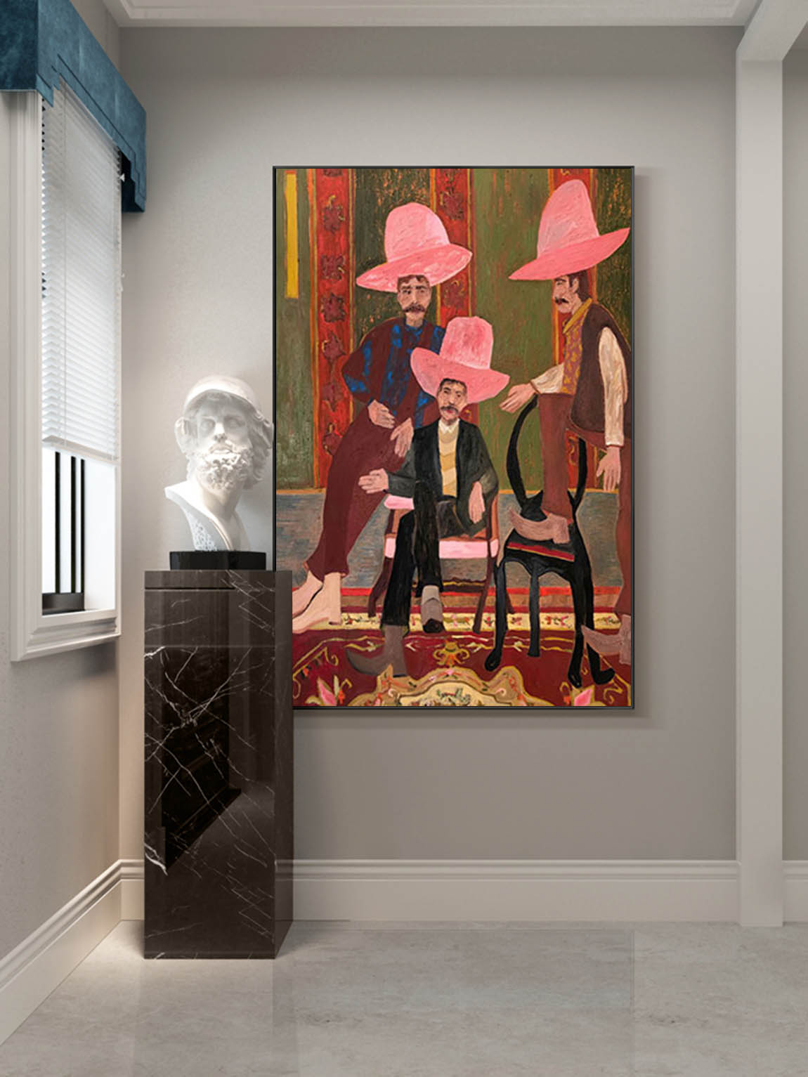 red hat figure abstract painting Figure abstract painting three Red hat figure painting figure face art