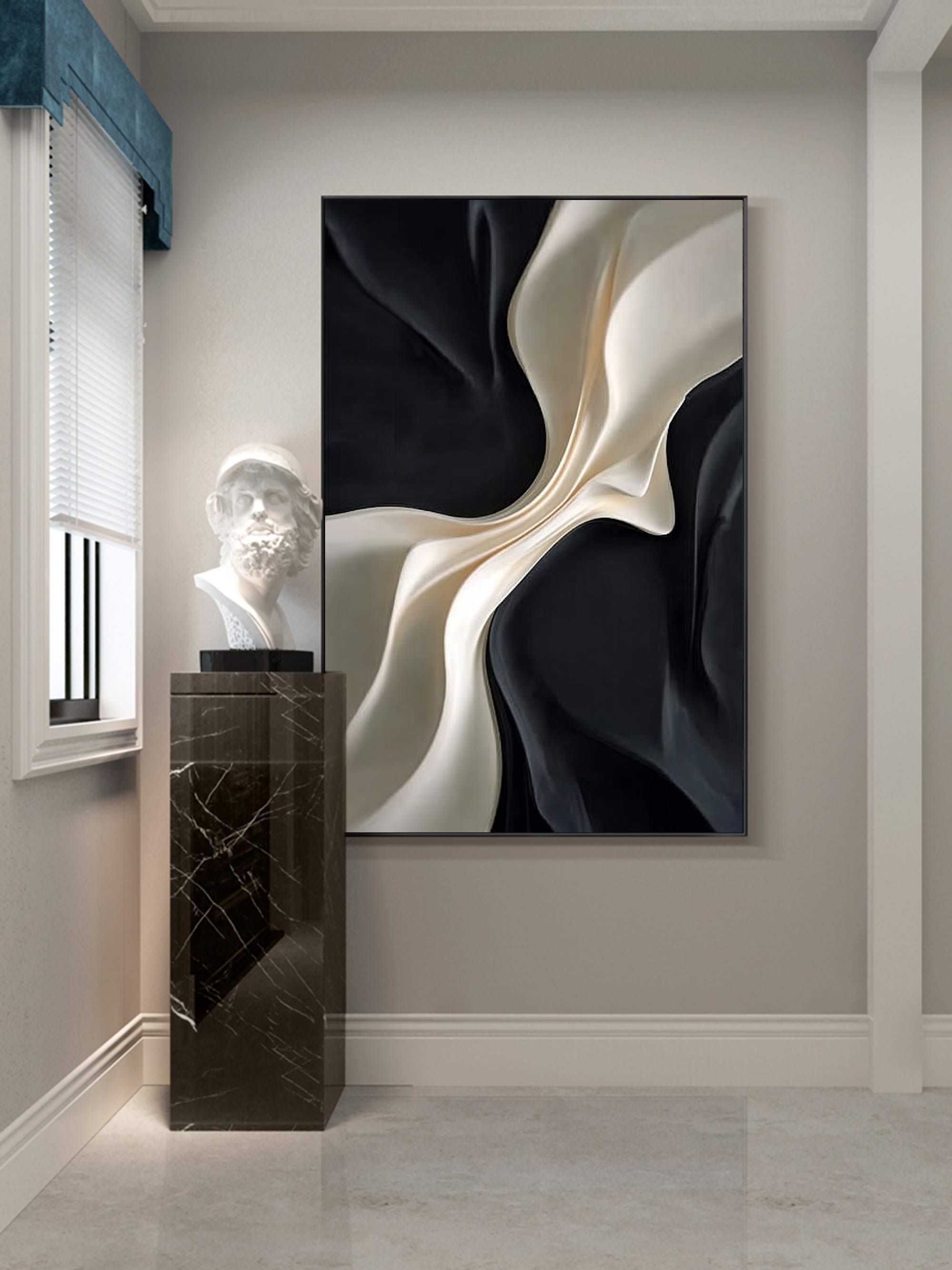 Black and white texture wall decor wood sculpture wall decor painting