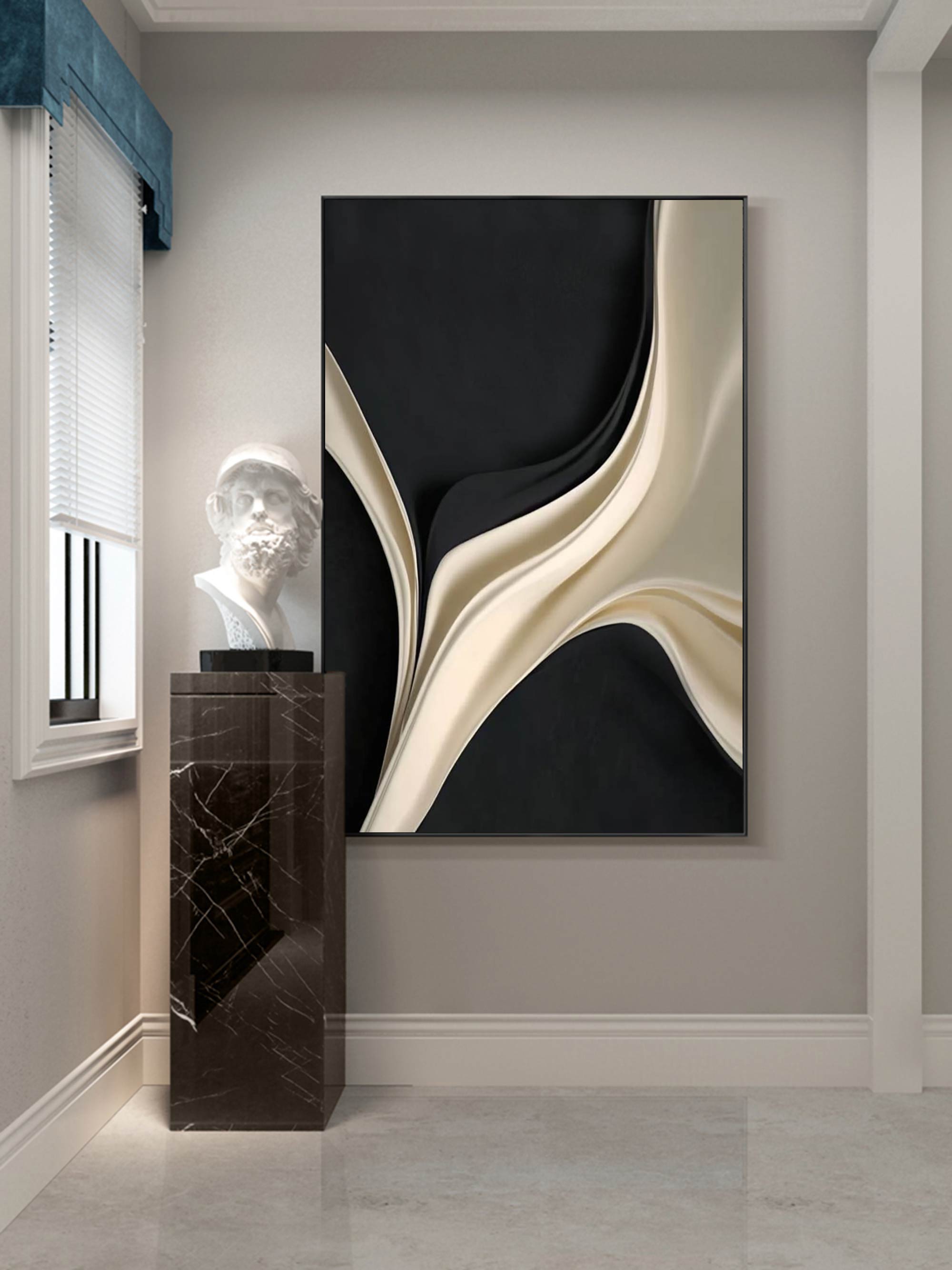 Black and white texture wall decor wood sculpture wall decor painting
