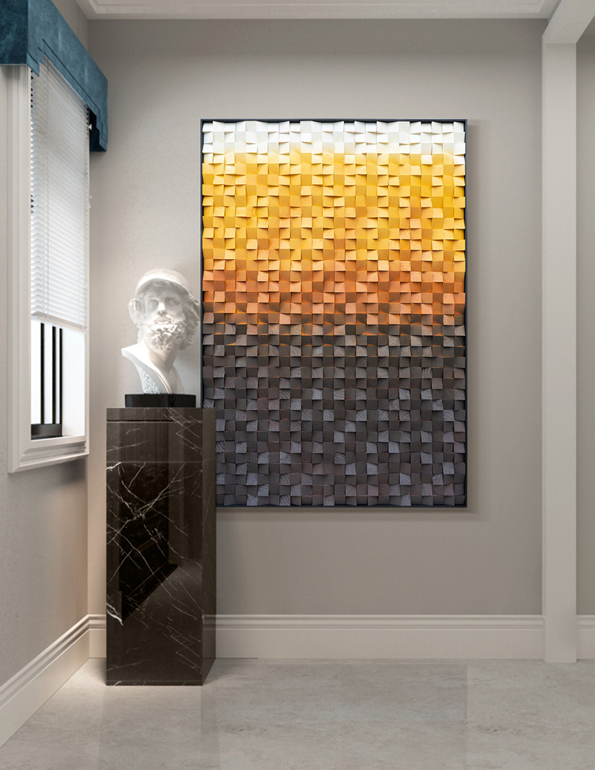 Gold Wood Collage Wall Art decor Gold Sculptured Textured Wall Art