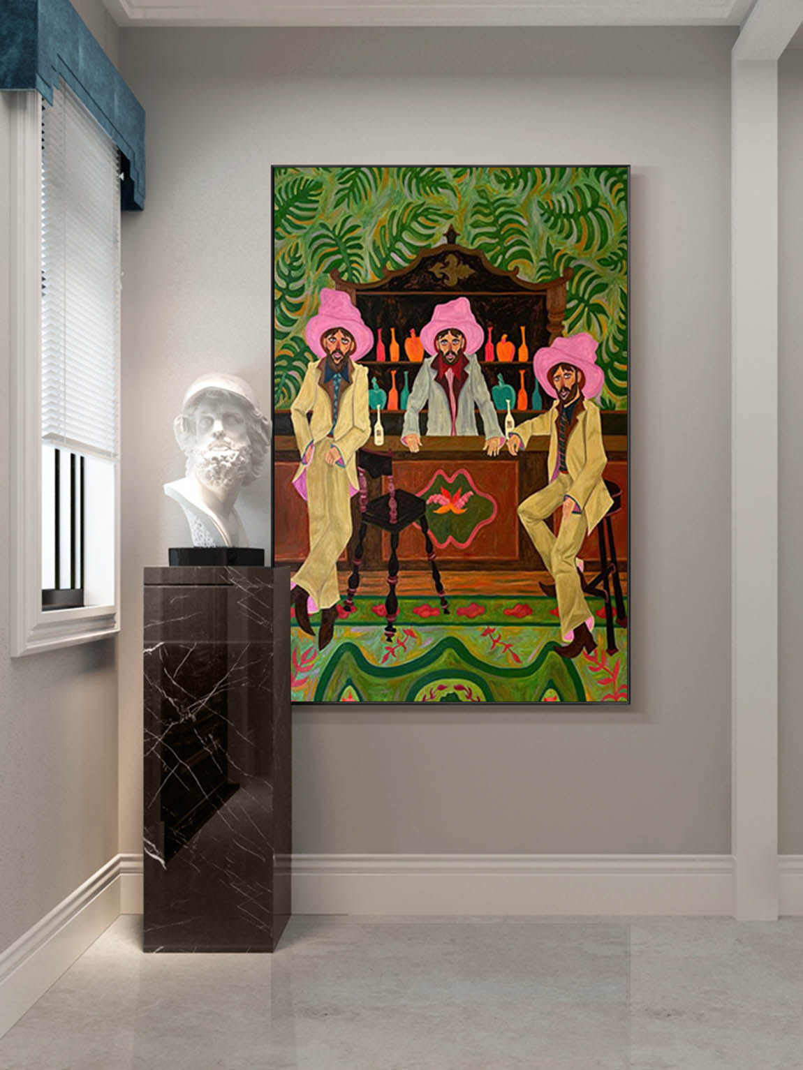 pink hat man figure abstract painting pink hat man figure art Figure abstract painting pink hat figure painting