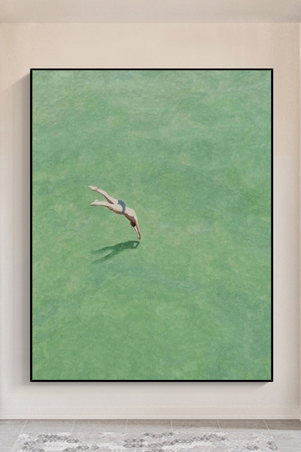 Diving Swimming Drawing A man Swimming Drawing Large green wall art swimming painting holiday style wall art