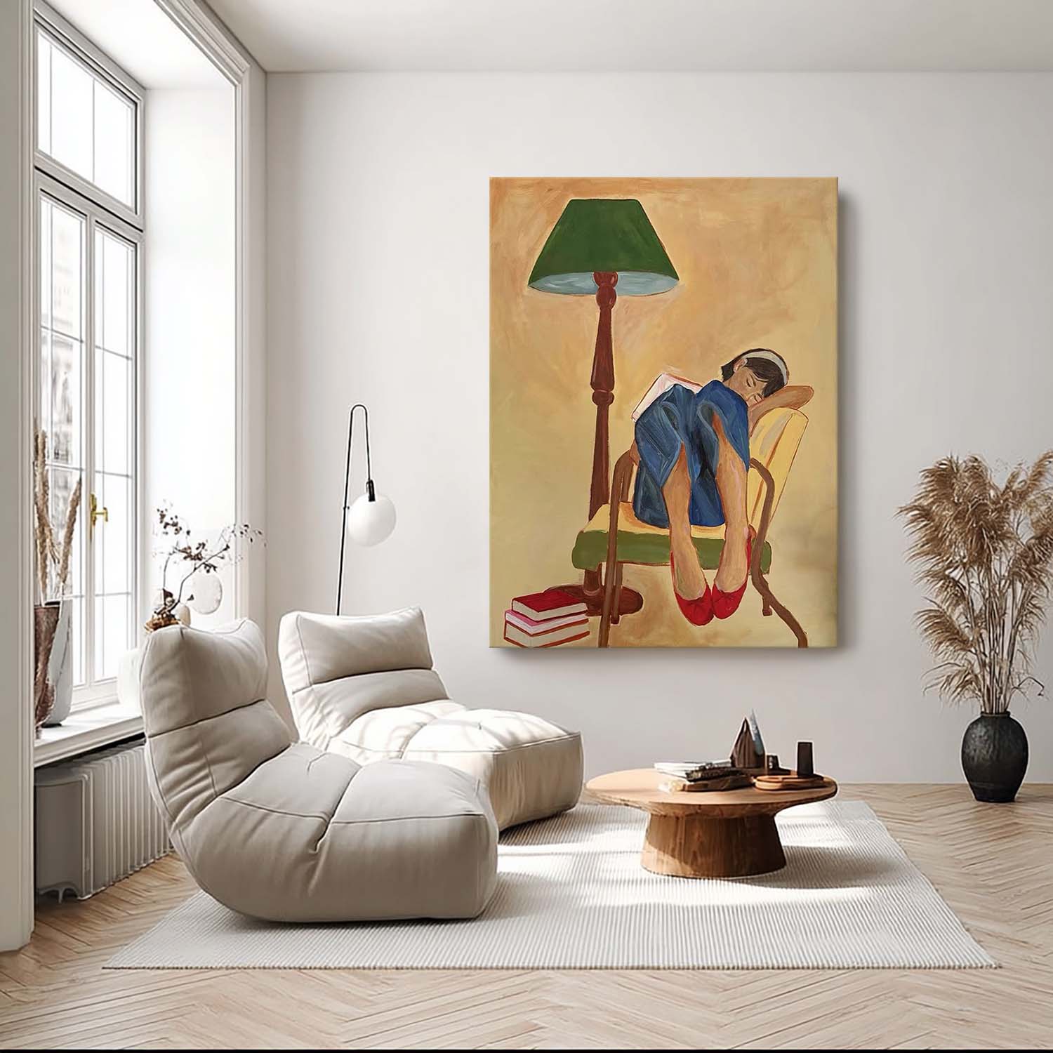 Matisse Style Girl Reading Oil Painting, Expressionist Mid-century Wall Art
