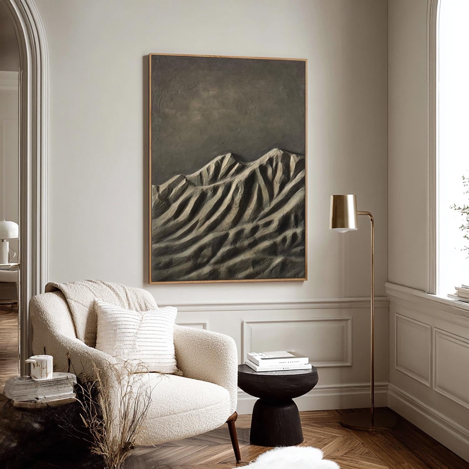 Minimalist 3D Mountain Textured Wall Art - Abstract Modern Relief Art for Living Room Decor