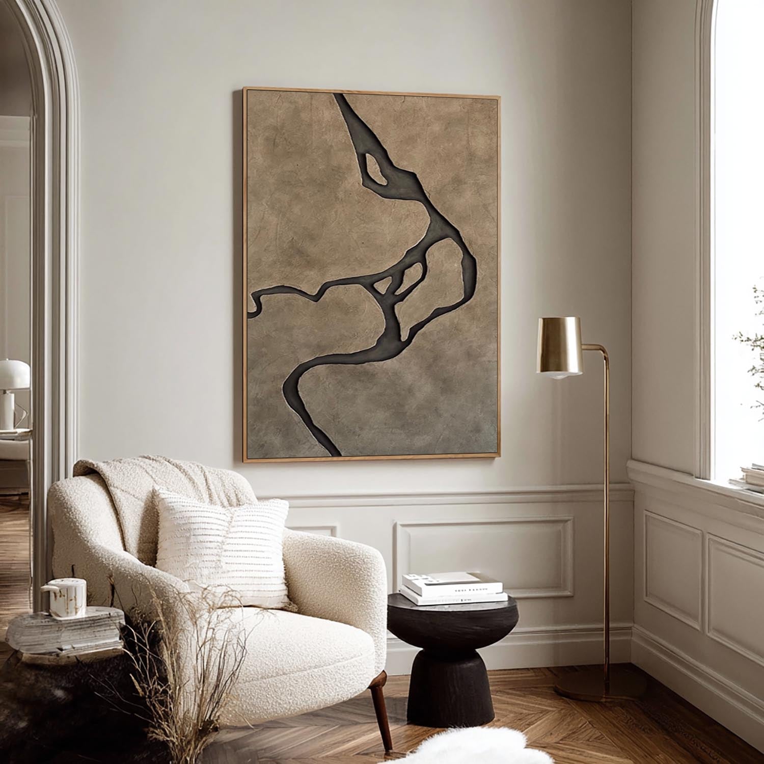 Hand-Carved River Veins Wood Wall Art - Wabi-Sabi 3D Relief Sculpture For Living Room Decor