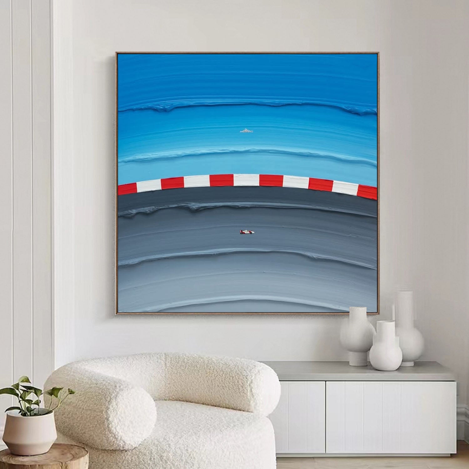Large Blue textured Abstract Painting Blue Surf Painting Holiday leisure painting Blue Sailing art Blue surfing painting