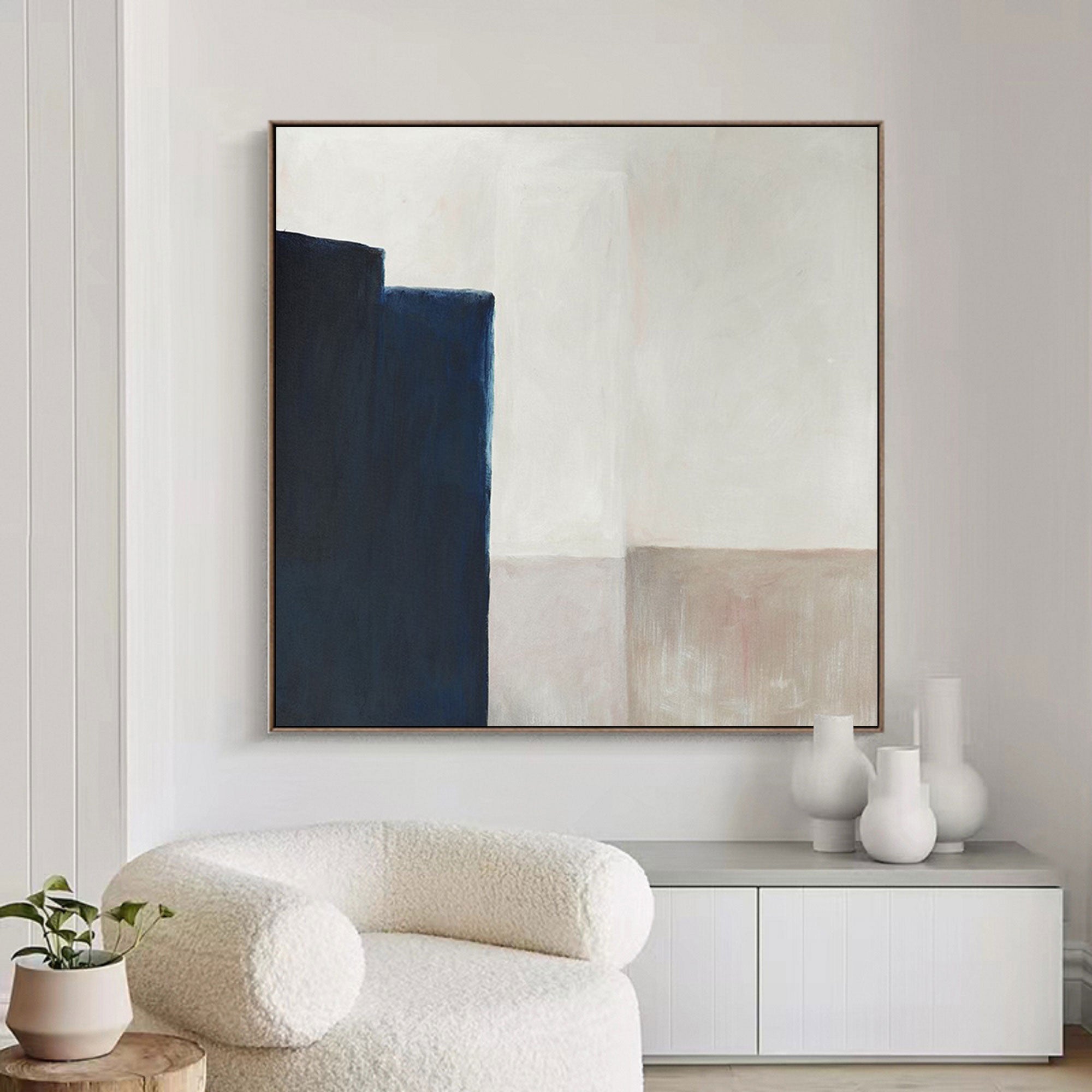 Beige Minimalist Wall Art Beige Wabi Sabi Wall Art Beige Blue Minimalist Painting