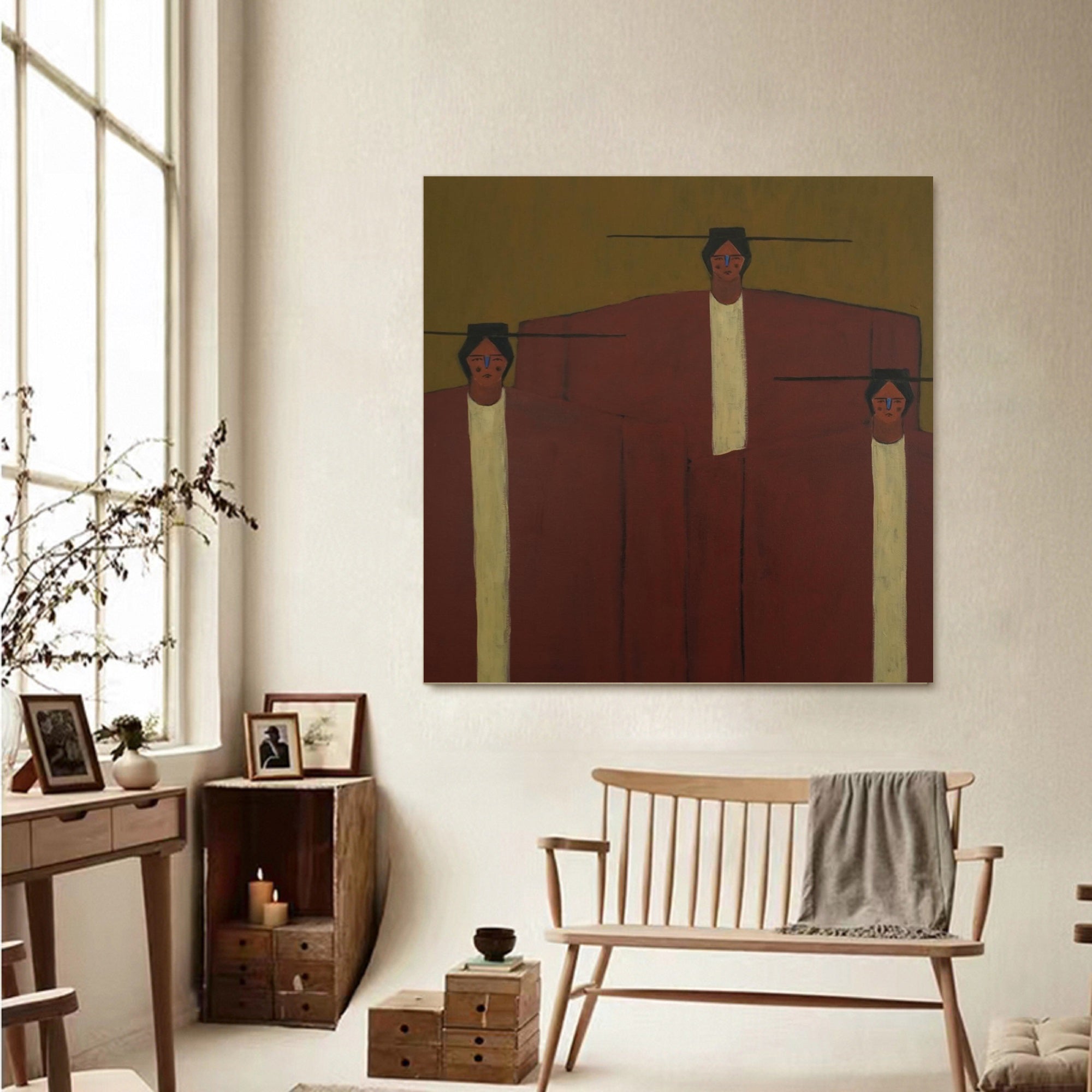 Earth-Toned Abstract Figurative Painting-Terracotta and Ochre Painting