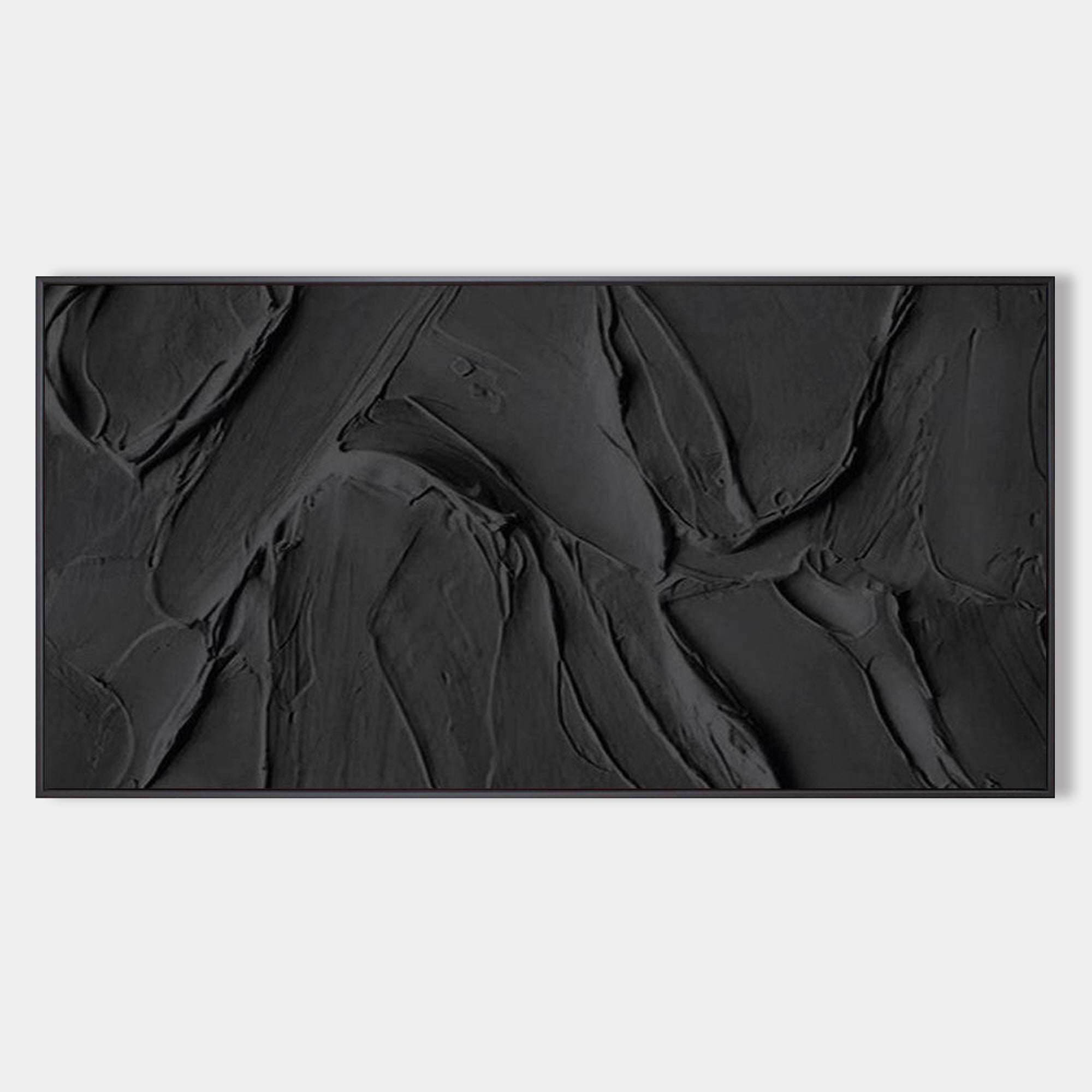 Large Black Abstract Painting Black Textured wall art Black Painting