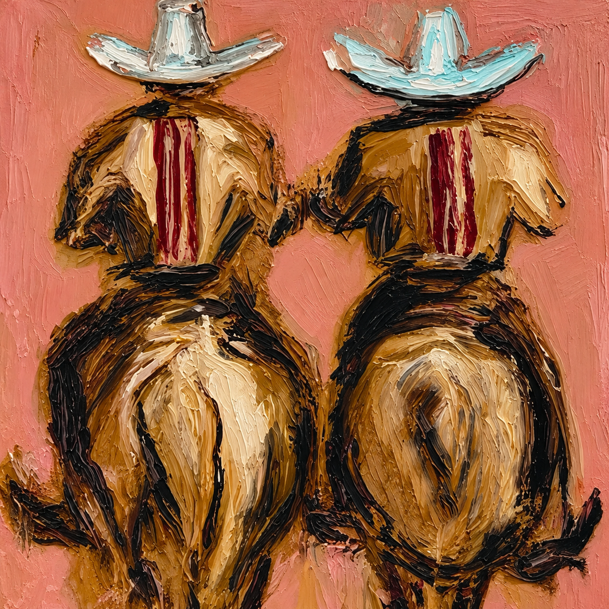 Horseback Riding Wall Art Western Riders On Horseback Hand-Painted Oil Painting | Rustic Wall Art
